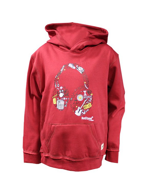 SUDADERA SOFTEE I LOVE MUSIC COLOR CORAL TALLA 12 AÑOS