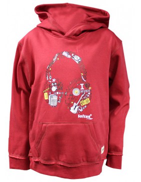 SUDADERA SOFTEE I LOVE MUSIC COLOR CORAL TALLA 14 AÑOS