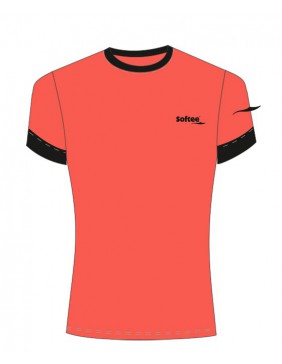 CAMISETA SOFTEE GALAXY MUJER COLOR NEGRO/CORAL FLÚOR TALLA M