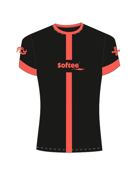 CAMISETA SOFTEE TIPEX MUJER COLOR NEGRO/CORAL FLÚOR TALLA S