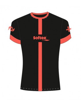 CAMISETA SOFTEE TIPEX MUJER COLOR NEGRO/CORAL FLÚOR TALLA M